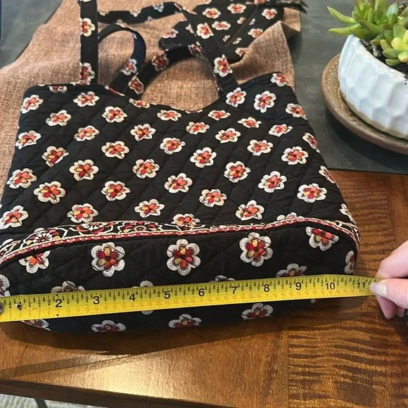Vera Bradley Black and Red Floral Tote Bag - Picture 9 of 12